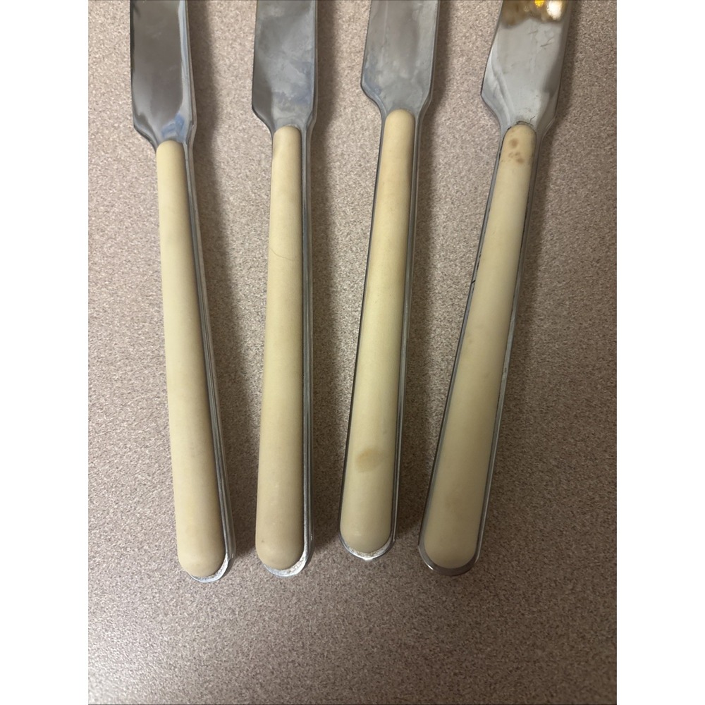 Mepra Italy Fantasia Vanilla 4 Knives 18/10 Stainless Steel Flatware Inox - Picture 2 of 7